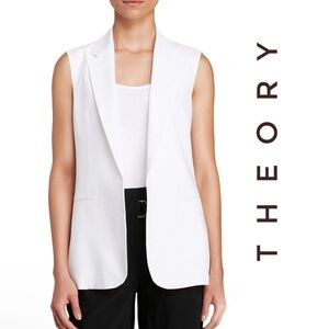 Theory Vest Adar Seasons Open Front Sleeveless Blazer Vest Size 8 Off White